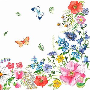 Guardanapo Decoupage Floral Borboletas Coloridas 33x33cm com 20 Unidades
