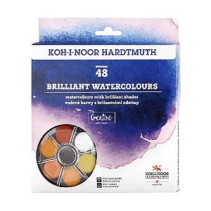 Aquarela em Pastilhas 48 cores Koh-I-Noor Brilhante