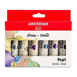 Kit Tinta Acrílica 20ml 6 Tubos Amsterdam Pearl