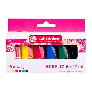 Estojo Tinta Acrílica 12ml Art Creation 6 Cores Primárias