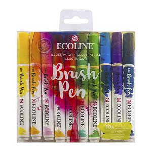 Caneta Ecoline Brush Pen Estojo com 10 Unidades Ilustração