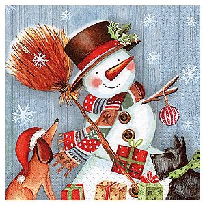 Guardanapo Decoupage Boneco de Neve Natal 33x33cm com 20 unidades