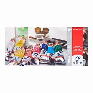 Estojo de Tinta Acrílica Van Gogh 10 Cores 40ml e Acessórios