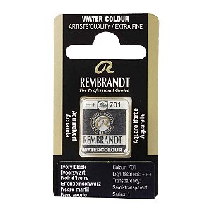 Aquarela em Pastilha Ivory Black 701 Rembrandt