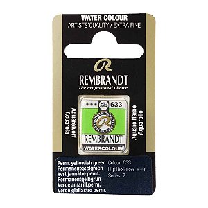 Aquarela em Pastilha Permanent Yellowish Green 633 Rembrandt