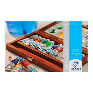 Estojo de Aquarela Royal Talens Van Gogh - 12 Cores 10ml - Kit de Acessórios