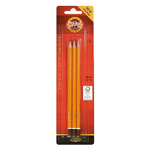 Kit com 3 unidades Lápis Graduado Triangular Koh-I-Noor 4B, 6B e 8B