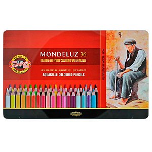 Estojo Lápis de Cor Aquarelável Mondeluz 36 Cores Koh-I-Noor