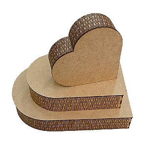 Kit Caixas MDF Coração 3 unidades