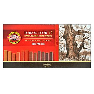 Giz Pastel Seco Carré 12 Tons de Marrom Koh-I-Noor