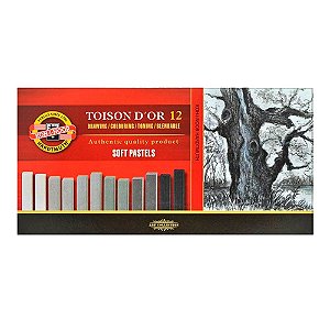 Giz Pastel Seco Carré 12 Tons de Cinza Koh-I-Noor