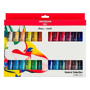 Tinta Acrílica Amsterdam Tubos 20ml 24 Cores