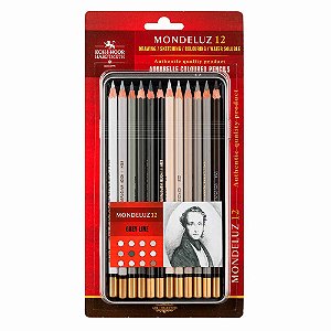 Lapis de Cor Aquarelavel Mondeluz 12 cores Koh-I-Noor Tons de Cinza