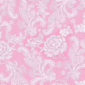 Guardanapo Decorado Relevo Floral Rosa 33x33cm com 15 unidades