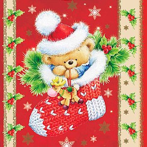 Guardanapo Decoupage Meia de Natal 33x33cm pacote com 20 unidades