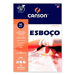 Bloco Papel Canson Esboço A4 90g/m² 50 Folhas