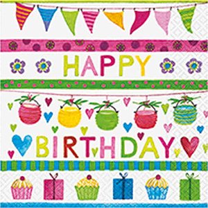 Guardanapo Decoupage Festa de Aniversário 33x33cm com 20 unidades