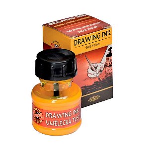 Tinta Drawing Ink para Caligrafia Koh-I-Noor Amarelo Ouro 20g