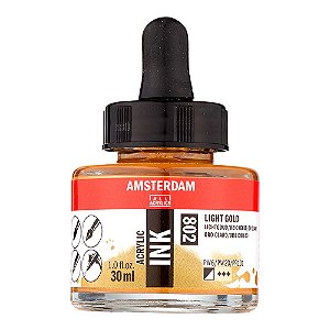Tinta Acrílica Líquida Amsterdam Ink Ouro Claro 802 30ml