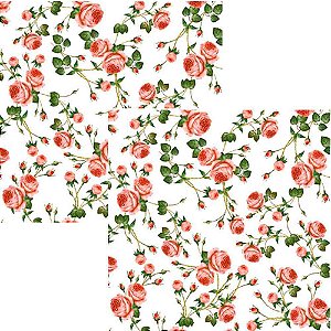 Guardanapo Decoupage Botões de Rosas 33x33cm com 2 unidades