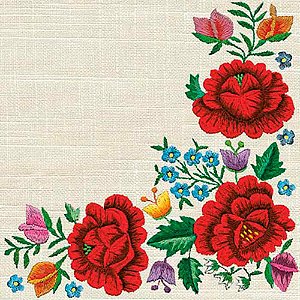 Guardanapo Decoupage Flores Bordadas 33x33cm com 20 unidades