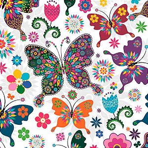 Guardanapo Decoupage Borboletas Coloridas 33x33cm com 20 unidades
