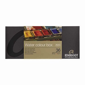 Aquarela Rembrandt em Pastilhas 36 cores Estojo de Metal