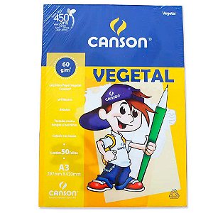 Bloco Papel Canson Vegetal A3 60g/m² 50 folhas