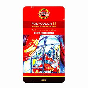 Lápis de Cor Profissional Polycolor 12 Cores Koh-I-Noor