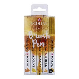 Caneta Ecoline Brush Pen Estojo com 5 unidades Tons de Marrom