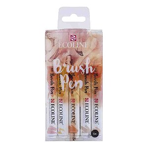 Caneta Ecoline Brush Pen Estojo com 5 Unidades Bege Rosado