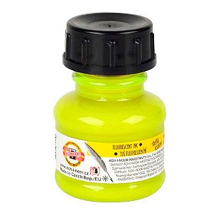 Tinta Drawing Ink para Caligrafia Koh-I-Noor Amarelo Fluorescente 20g