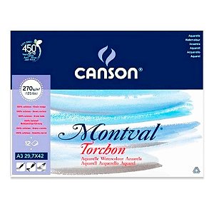 Bloco Canson Montval Aquarela 270g/m² A3 com 12 Folhas