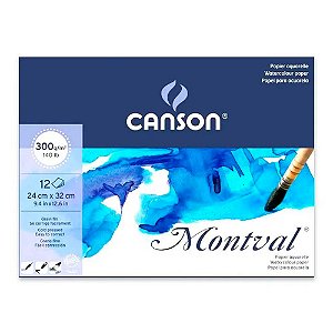Bloco Papel Aquarela Montval Canson 24x32cm 12 Folhas 300g
