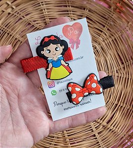 KIT 02 HAIR CLIPS BRANCA DE NEVE E MINNIE