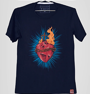 Camiseta Sagrado Coração de Jesus Marinho