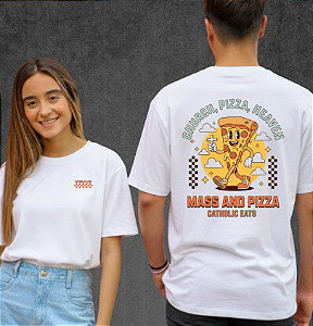 Camiseta Missa e pizza