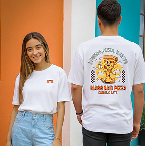 Camiseta Missa e pizza