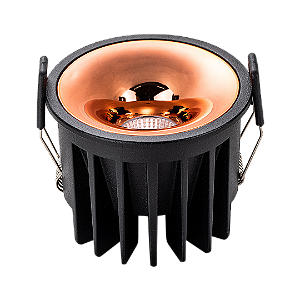 Spot LED Embutido Redondo Ouro Rose 7W Preto Cristallux