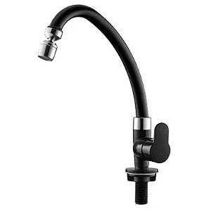 Torneira Bica Móvel de Balcão com Arejador ABS Preta HERC