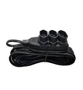 Extensão Cabo PP Chato 4,5m Com 3 Tomadas 2P+T 10A Preto Ilumi