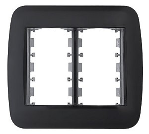 Placa Com Bastidor  para 6 Módulos 4x4 Pezzi 50.000 Clássica Preta
