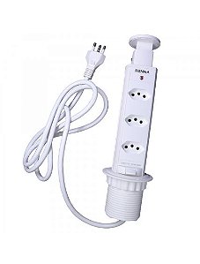 Torre De Tomada com 3 Tomadas 16A Retrátil Branca Renna