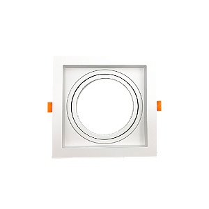Spot Recuado Quadrado Branco Para Lampada Ar111 Com Soquete  Gu10