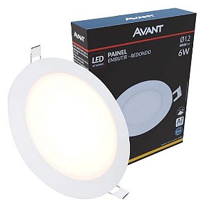 Painel de LED Embutir Redondo 12cm 3000K 6W