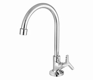 Torneira Metálica de Bancada Para Lavatório com Bica Alta 1/4V Meber