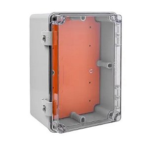 Caixa com Fecho e Tampa de Acrílico 300X200X150mm Cinza IP68