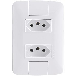 Conjunto 2 Tomadas 2P+T 20A com Placa Aria Branco Tramontina
