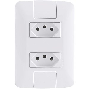 Conjunto 2 Tomadas 2P+T 10A com Placa Aria Branco Tramontina