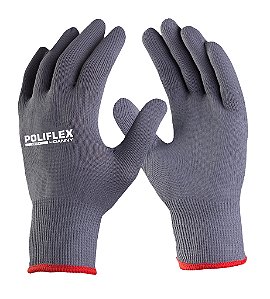 Luva de Segurança Tricotada em Nylon Poliflex Cinza CA 26924